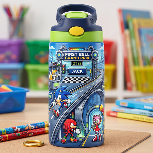 Speed Up Your Day with Sonic – Personalized 12oz Tumbler for Kids Tumbler Cup PopCulturePrints