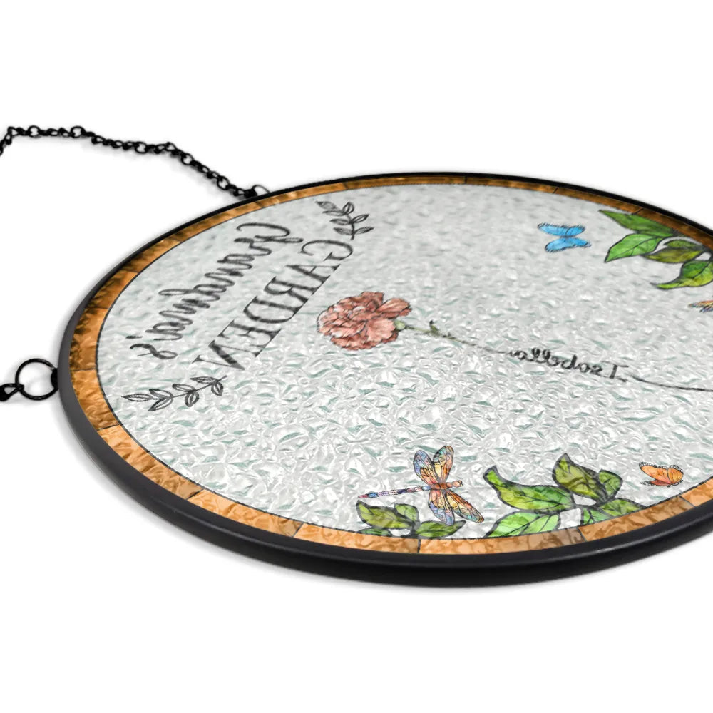 Grandma’s Blooming Garden - Personalized Stained Glass Window Hanging Suncatcher Suncatcher Ornament PopCulturePrints