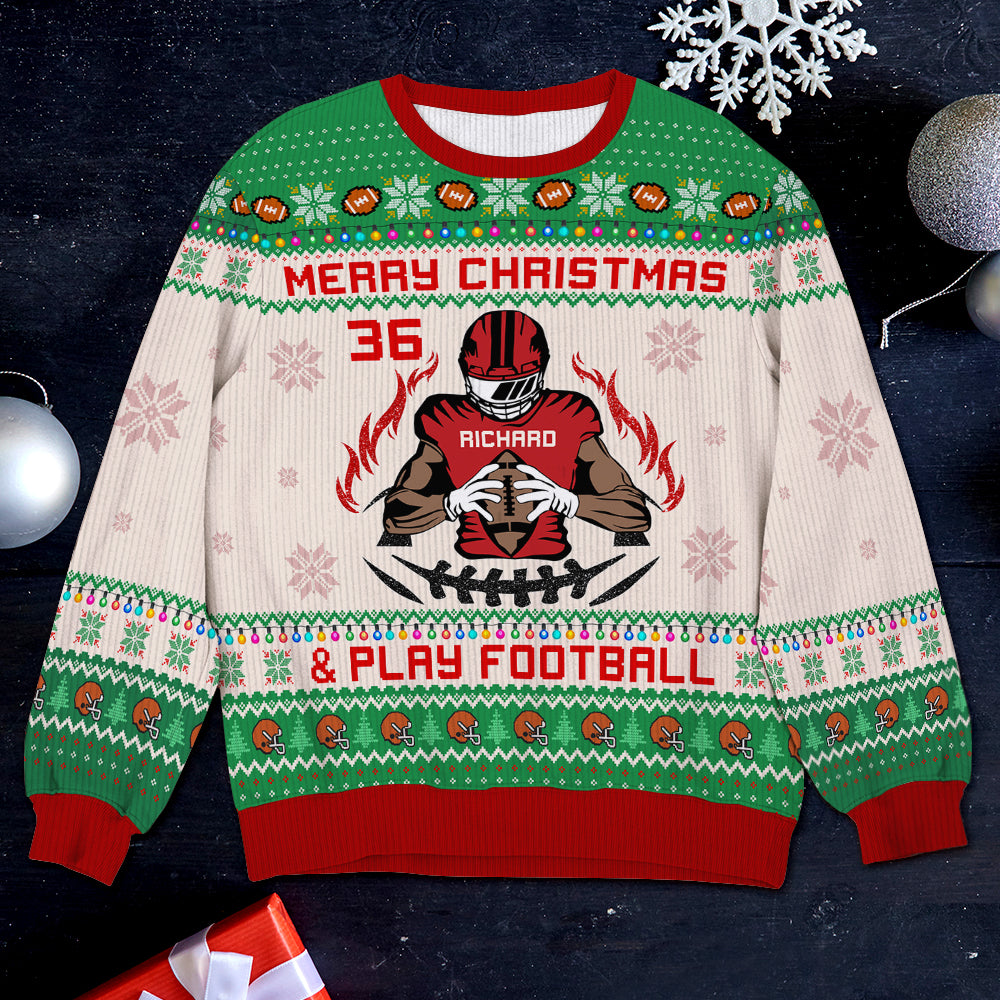 Customizable American Football Ugly Christmas Sweater