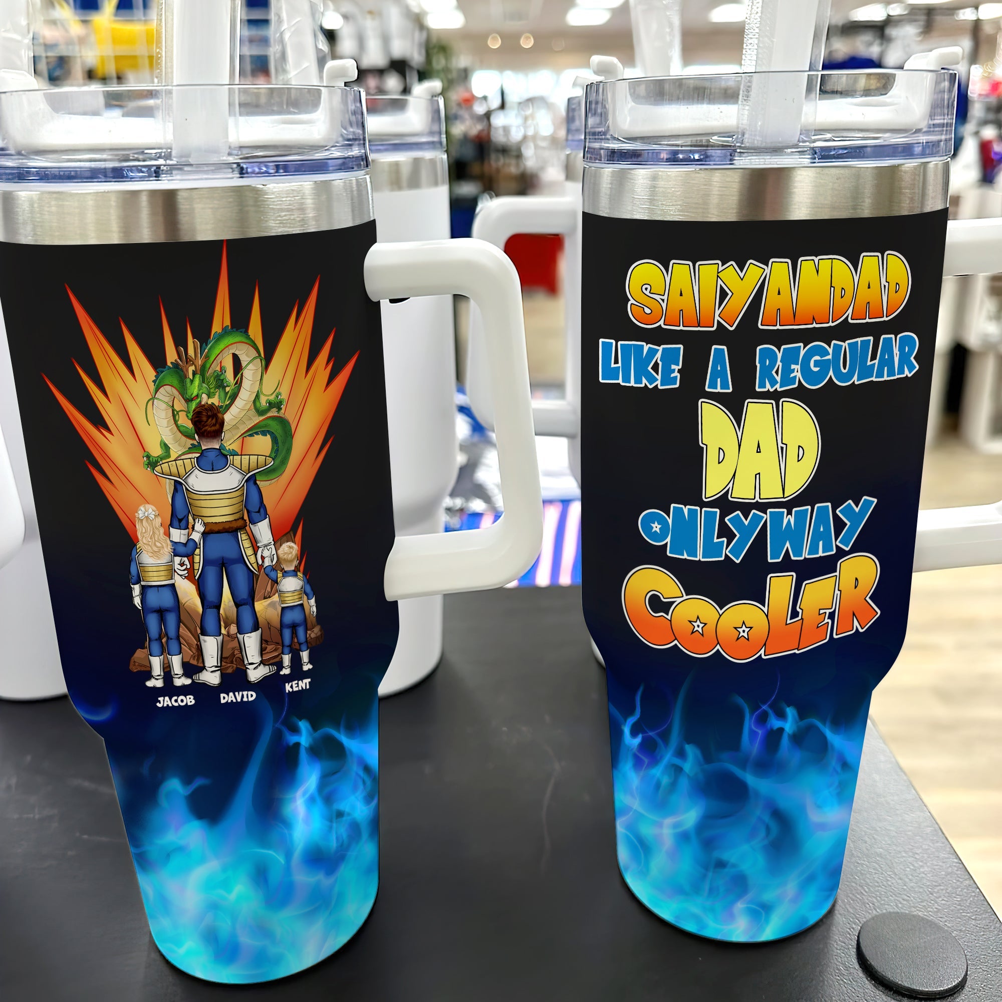 Personalized Super Dad Tumbler - Custom Dragon Design Tumbler Cup PopCulturePrints