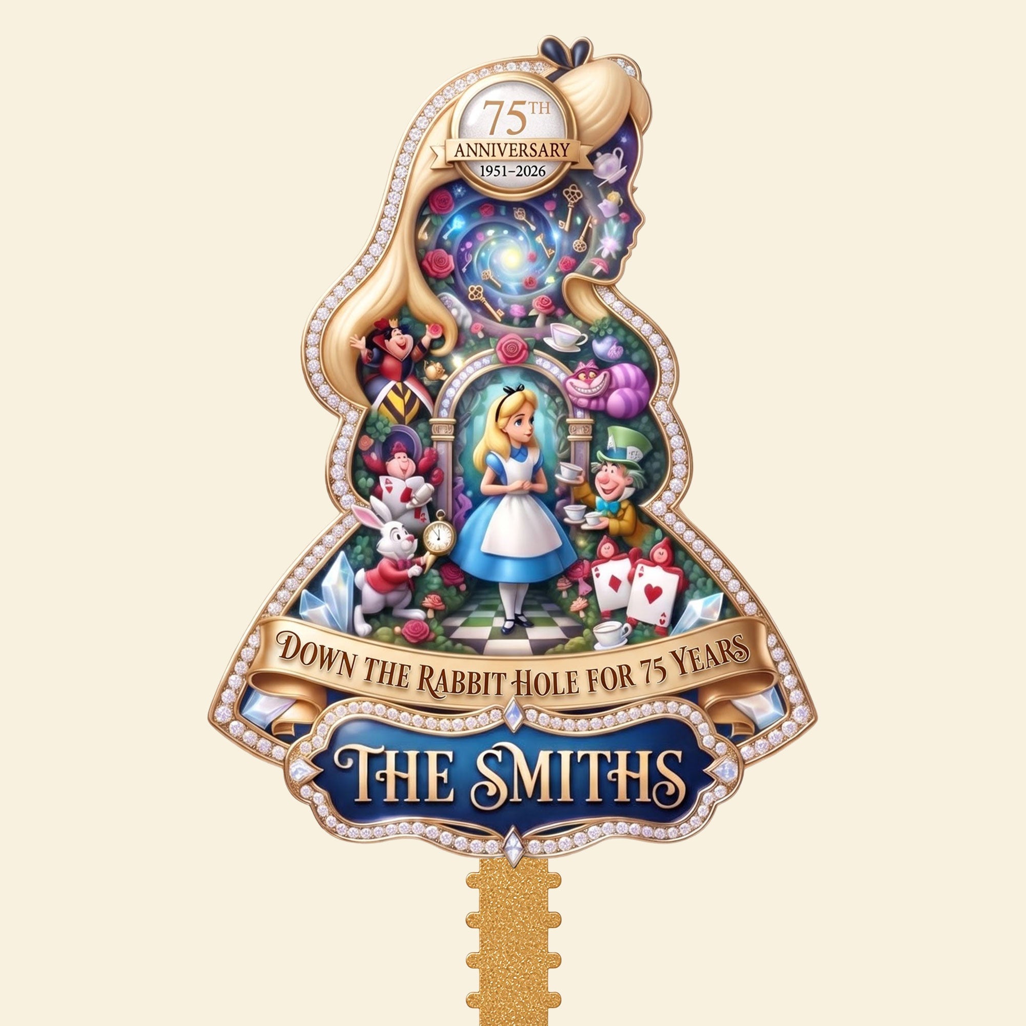 75 Years Down the Rabbit Hole - Personalized Acrylic Christmas Tree Topper for Alice in Wonderland Lovers Ornament PopCulturePrints