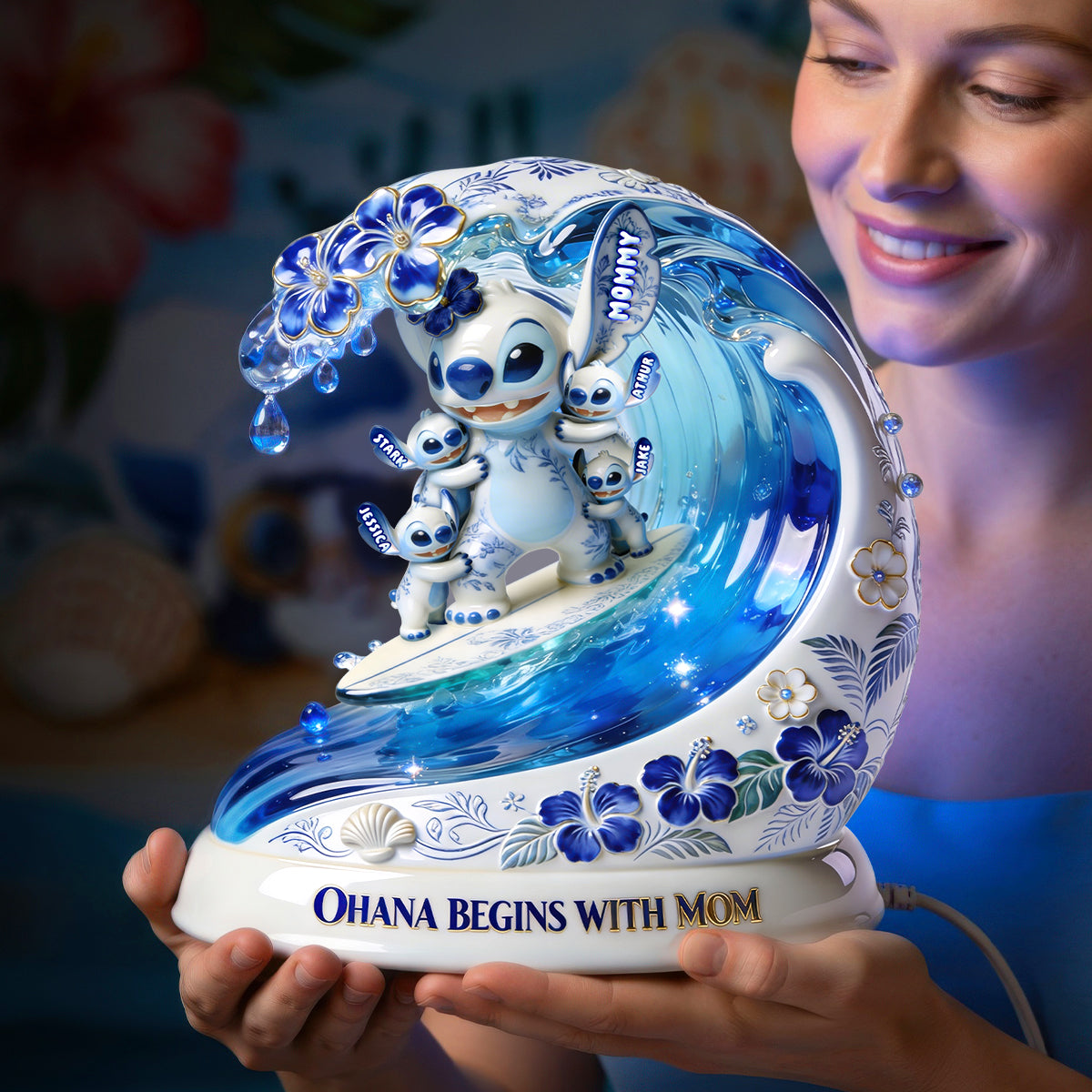"Ohana Begins with Mom" - Personalized Light Box Gifts - Ideal for Mom, Grandma, and Loved Ones Light Box PopCulturePrints