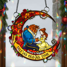 Load image into Gallery viewer, &quot;A Tale As Old As Time&quot; - Personalized Fairytale Couple Suncatcher Ornament - Unique Gift for Couples, Anniversaries, and Special Occasions Ornament PopCulturePrints
