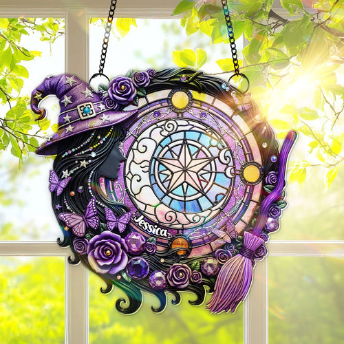 Embrace Magic: Customizable Mystical Witch Suncatcher - Perfect Gift for Witch Lovers Ornament PopCulturePrints