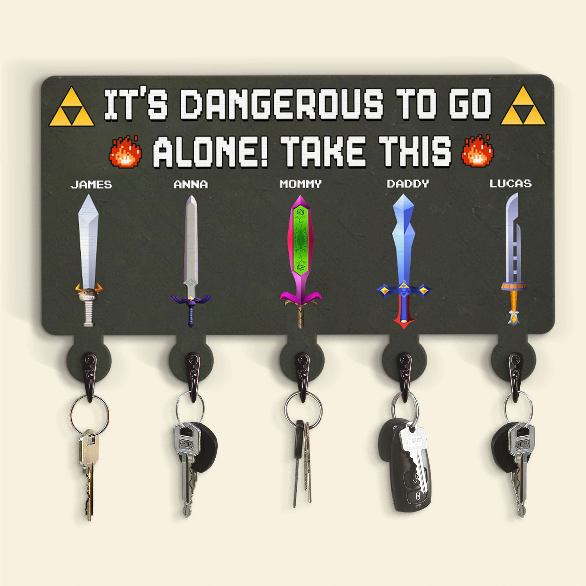 Personalized Family Key Hanger - Adventure Theme Wood Sign PopCulturePrints