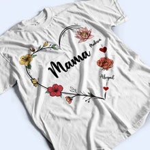Load image into Gallery viewer, “A Grandma&#39;s Love Blooms Forever” - Personalized Birth Flower T-Shirt - Gift for Grandma, Mom, and Loved Ones T-shirt PopCulturePrints
