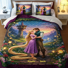 Load image into Gallery viewer, “Embrace the Magic of Love” - Romantic Couple Quilt Bed Set - Personalized Gift for Lovers, Anniversary, Engagement Blanket PopCulturePrints
