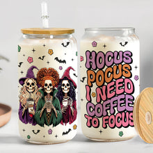 Load image into Gallery viewer, Personalized Halloween Coffee Glass Can - Hocus Pocus Design
