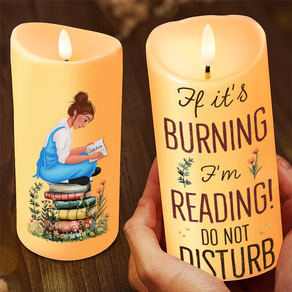 Personalized LED Candle for Book Lovers - 'If it's Burning, I'm Reading!' Led Candle PopCulturePrints
