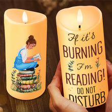 Load image into Gallery viewer, Personalized LED Candle for Book Lovers - 'If it's Burning, I'm Reading!' Led Candle PopCulturePrints
