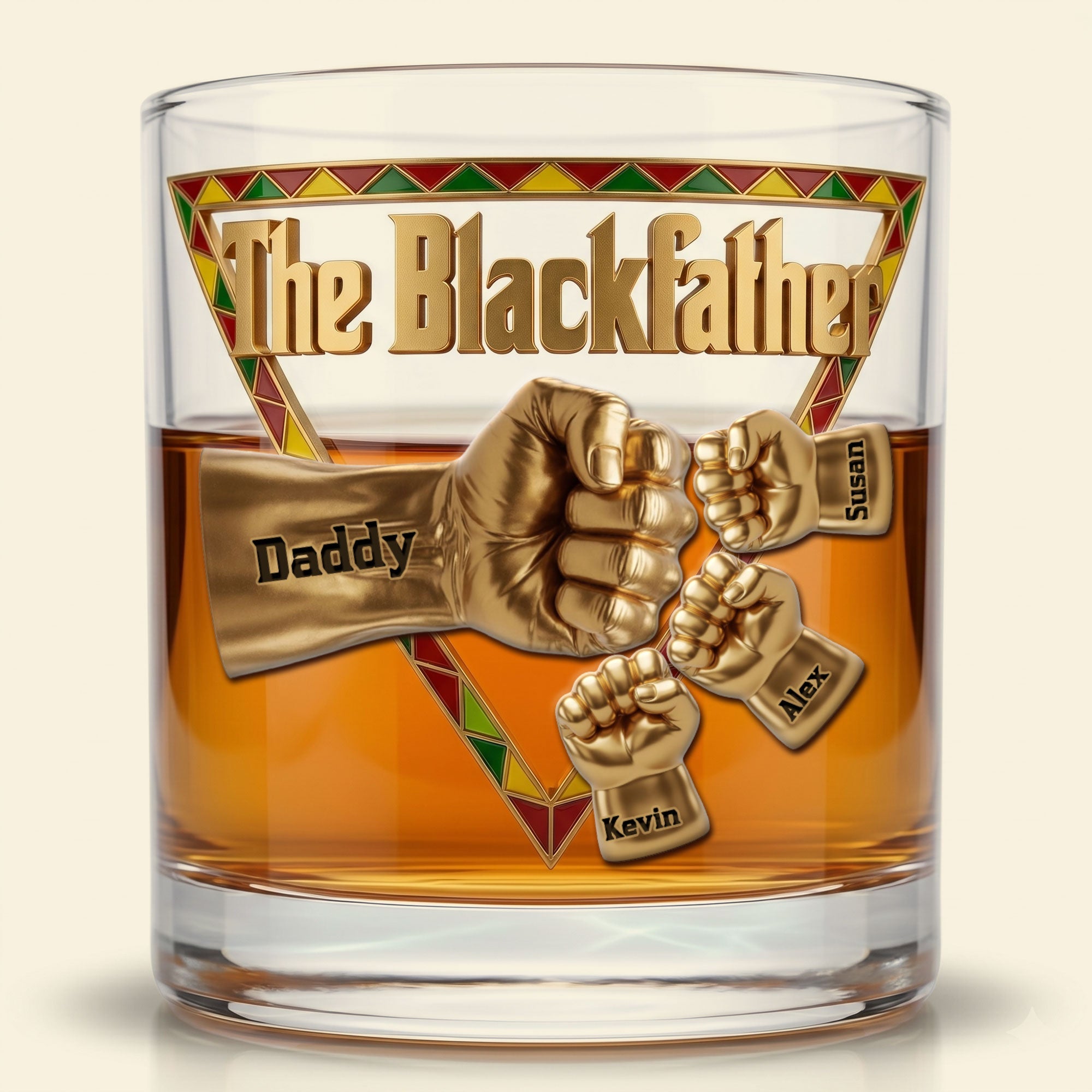 "Celebrate Black Fatherhood with Pride" - Personalized 11oz Round Glass - Perfect Gift for Dad, Grandpa and More Glass PopCulturePrints