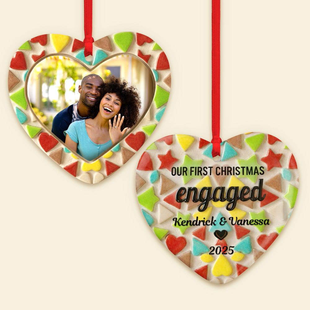 Celebrate Love: Our First Christmas Engaged Ornament - Personalized Gift for Couples Ornament PopCulturePrints