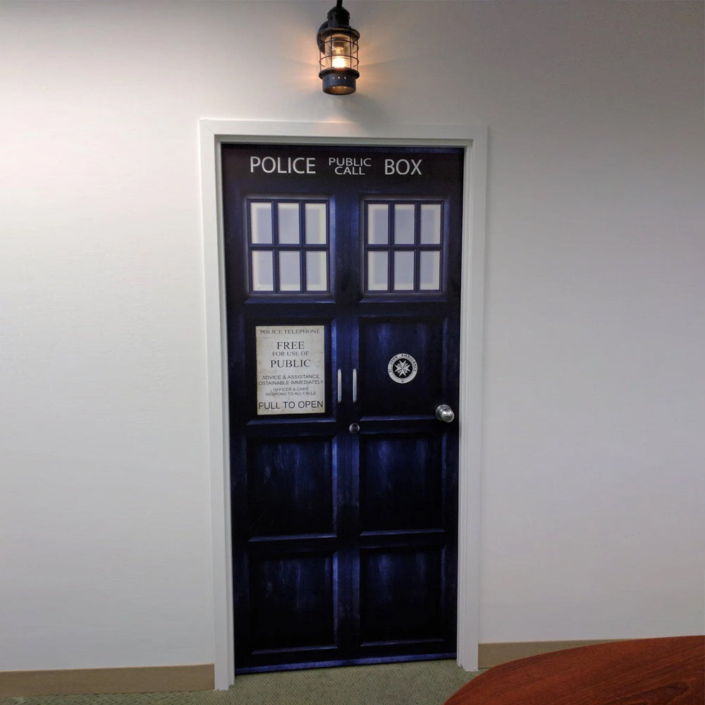 Police Box Themed Door Cover for Movie Fans - Custom Print Door Covers PopCulturePrints