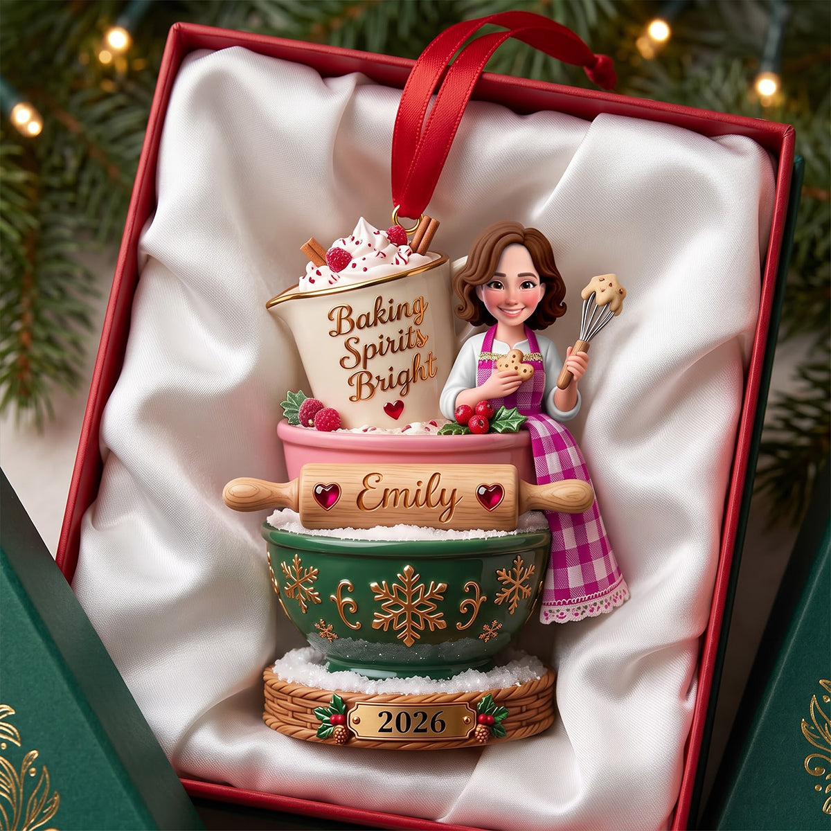 Baking Spirits Bright - Personalized Baker’s Christmas Ornament Ornament PopCulturePrints
