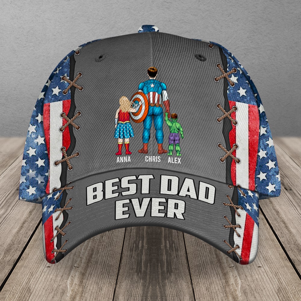 Personalized 'Best Dad Ever' Classic Cap - Custom Super Dad Design