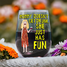 Load image into Gallery viewer, &quot;Mommy Doesn&#39;t Get Drunk, She Just Has Fun&quot; - Personalized Egg Cup for Mom, Perfect Gift for Mother&#39;s Day Glass Egg Cup PopCulturePrints
