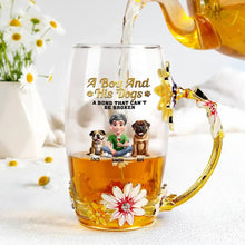 Load image into Gallery viewer, A Girl And Her Dog - A Bond That Can&#39;t Be Broken - Personalized Glass Flower Tea Cup for Dog Lovers Glass Flower Tea Cup PopCulturePrints
