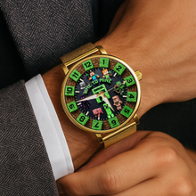 Load image into Gallery viewer, Time to Mine! Fun Sandbox Game Mesh Straps Watch - Personalized Gift for Game Lovers Quartz Watch PopCulturePrints
