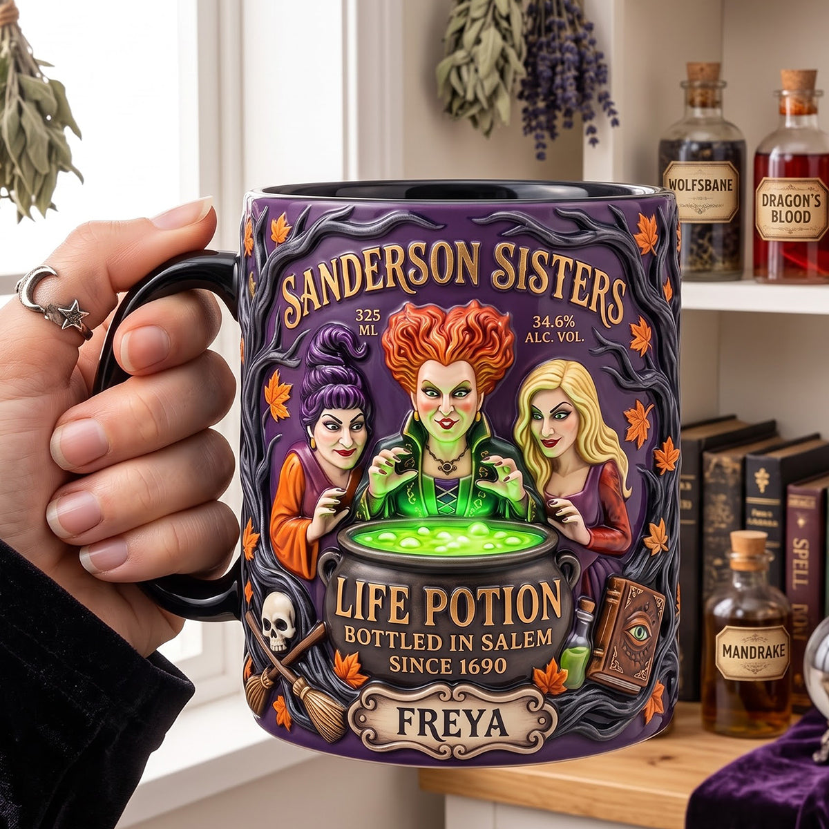 “Brew Your Own Magic!” - Personalized Macabre Spell Sisters Brew House Magic Mug - Custom Gift for Fiction Lovers, Friends & Family