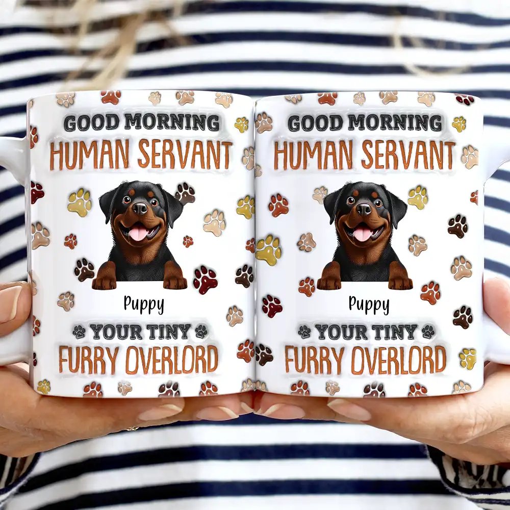 Good Morning Human Servant - Funny Cat Personalized Mug Mug PopCulturePrints