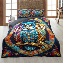 Load image into Gallery viewer, Vibrant Personalized Owl Quilt Bed Set Blanket PopCulturePrints
