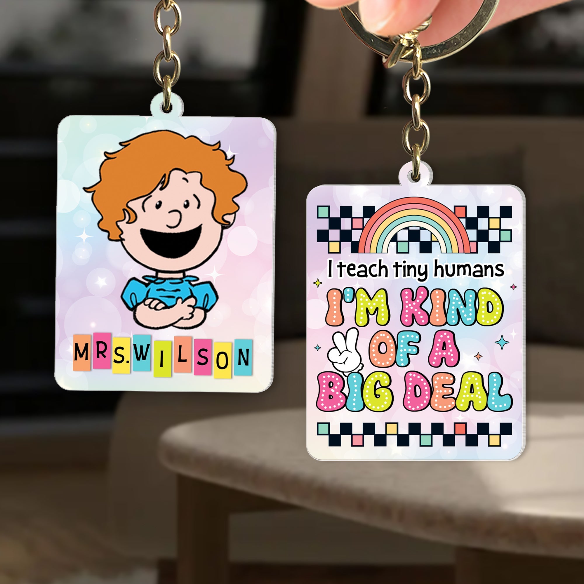 Personalized Teacher Keychain - Custom Name & Fun Quote