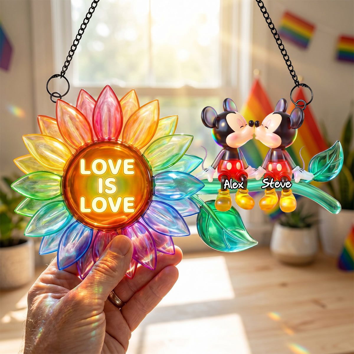 Love Is Love Suncatcher Ornament - A Personalized Gift for Couples Who Celebrate Love Ornament PopCulturePrints