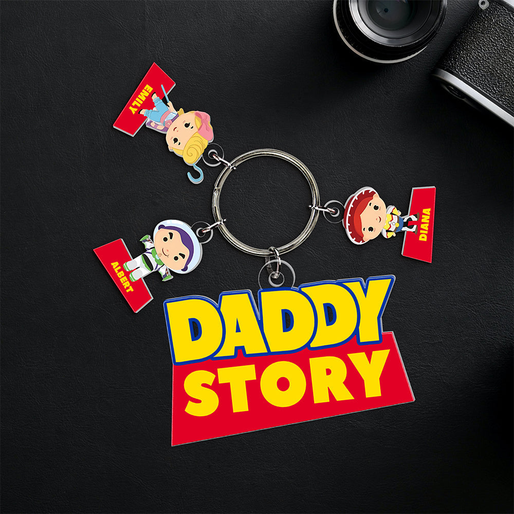 "Celebrate Dad's Story!" - Personalized Keychain for Dads and Grandpas Keychains PopCulturePrints
