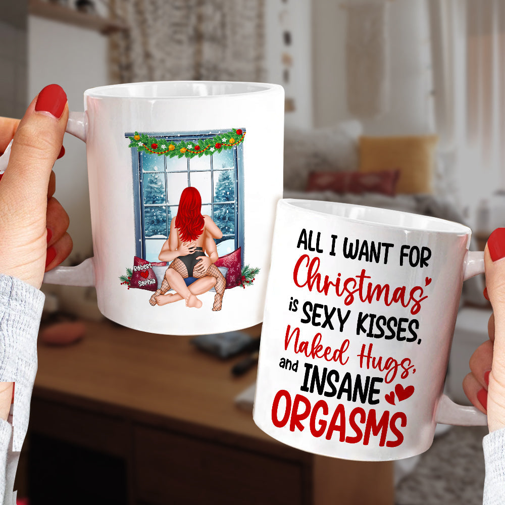 Personalized Romantic Christmas Mug Set - Sexy Kisses & Warm Wishes