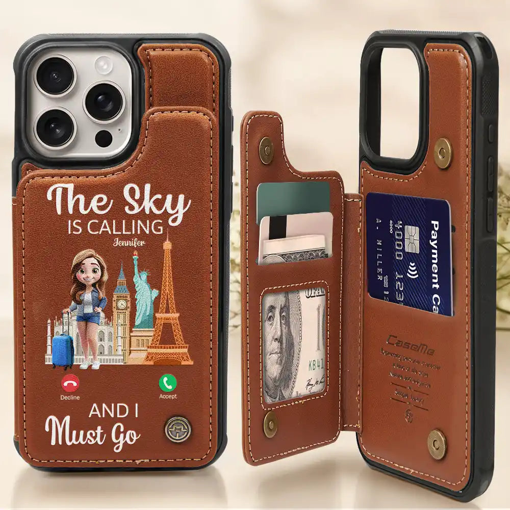 The Sky Is Calling And I Must Go - Personalized Leather Flip Wallet Phone Case Leather Flip Wallet Phone Case PopCulturePrints