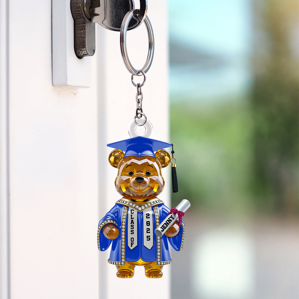 Celebrate Achievements with Our Bear Acrylic Keychain - Personalized Graduation Gift for Students Keychains PopCulturePrints