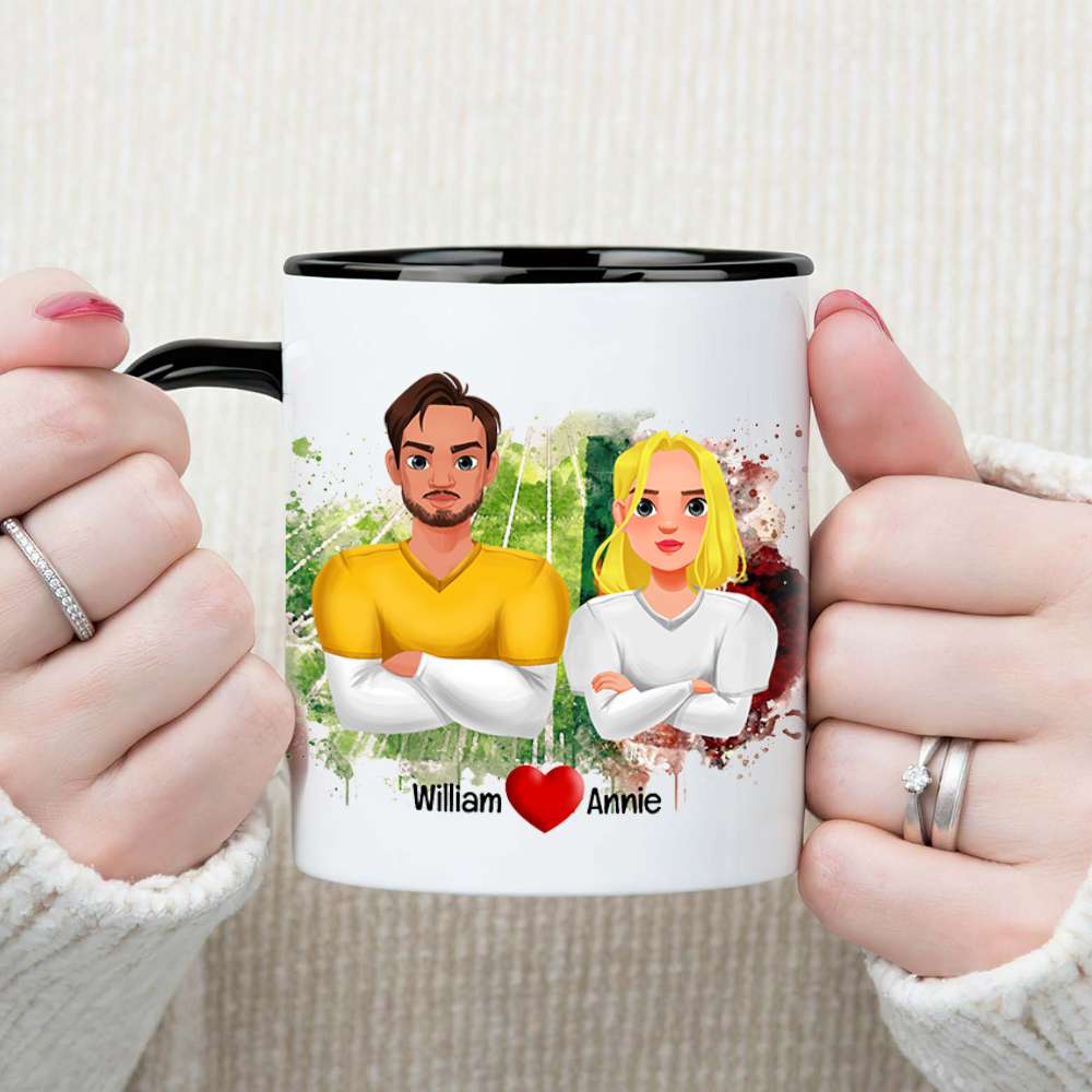 Personalized Football Couple Mug - Custom Love Gift for Valentine's Day Gifts Coffee Mug PopCulturePrints
