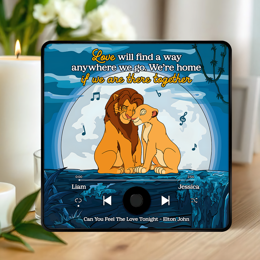 Personalized Cartoon Lover Music Magnet - Lion Couple