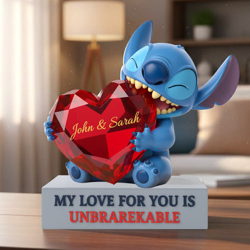 My Love For You Is Unbreakable - Blue Alien Acrylic Plaque, Personalized Gift for Couples Shaped Plaques PopCulturePrints