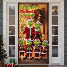 Load image into Gallery viewer, “No Presents Safe!” - Green Monster Family Door Cover - Personalized Christmas Gift for Families Door Covers PopCulturePrints
