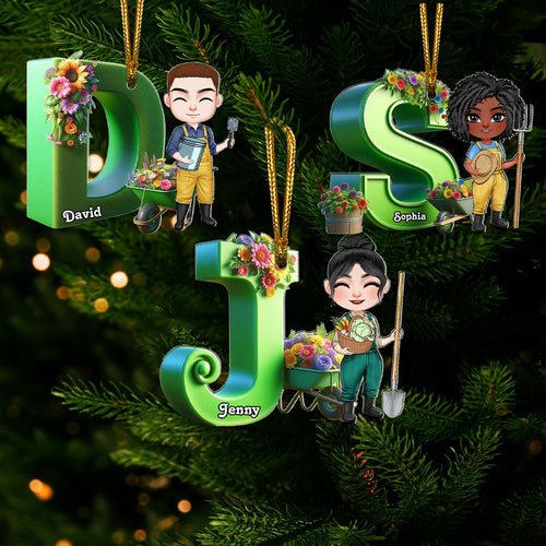 Personalized Garden Lover Alphabet Christmas Ornament Ornament PopCulturePrints