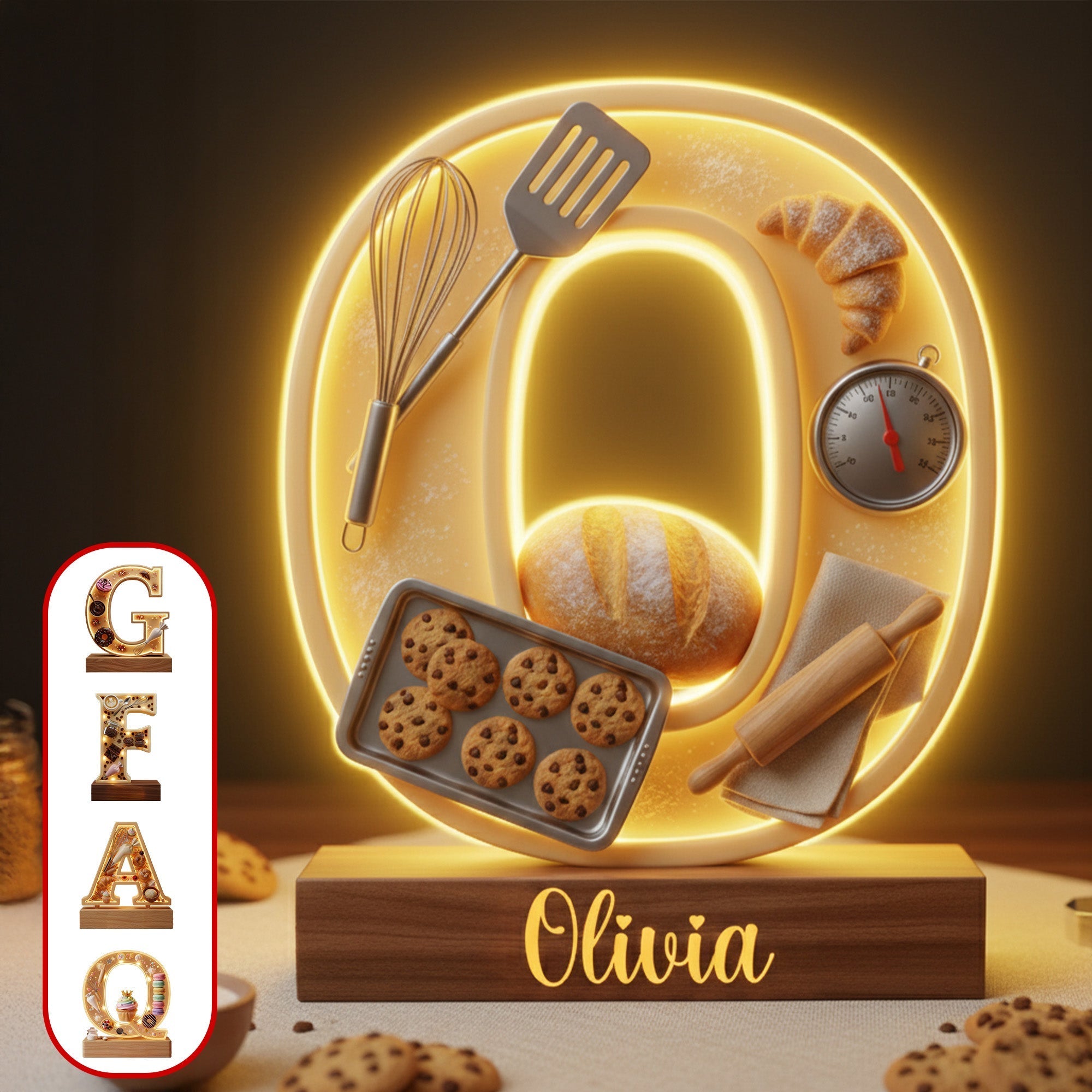 Light Up Their Passion: Sweet Bakery Alphabet Letter Light Box - Personalized Gift for Bakers Light Box PopCulturePrints