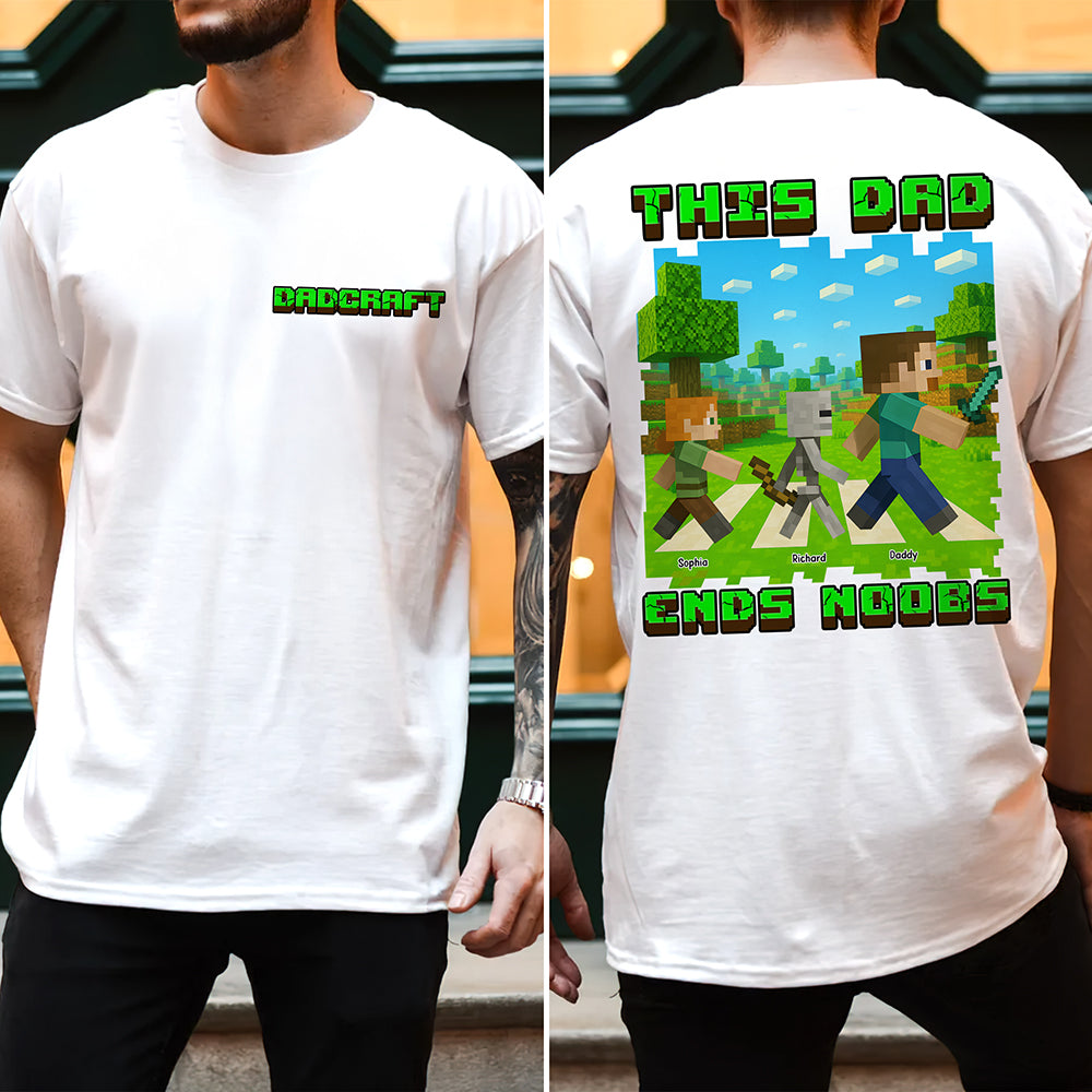 "This Dad Ends Noobs!" - Custom Pixel Dad Shirt - Personalized Gifts for Dad, Grandpa, and Gaming Enthusiasts Shirts PopCulturePrints