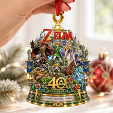 Load image into Gallery viewer, "Celebrate 40 Years of Adventure!" - Personalized 40th Anniversary Christmas Ornament - Gift for Gamers and Zelda Fans Ornament PopCulturePrints
