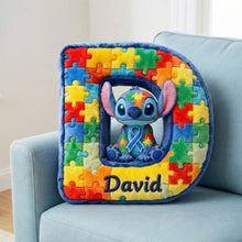 Load image into Gallery viewer, “Embrace Uniqueness with Love” - Cute Autism Alphabet Pillow, Personalized Gift for Kids with Autism Pillow PopCulturePrints
