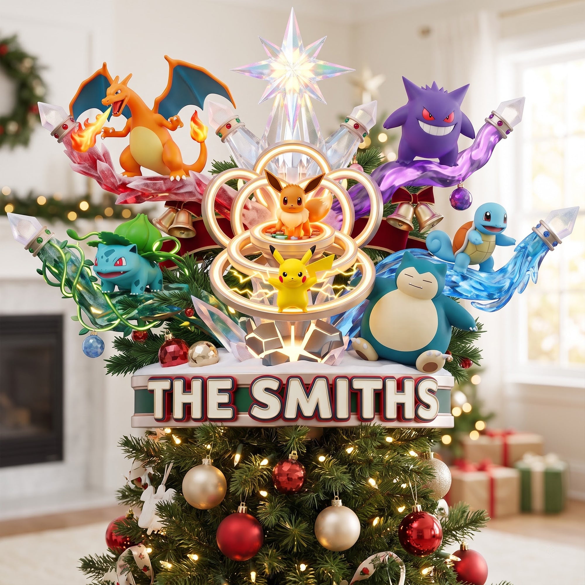 “Bring Magic to Your Christmas Tree!” - Whimsical Creatures Tree Topper - Personalized Acrylic Christmas Tree Topper for Families