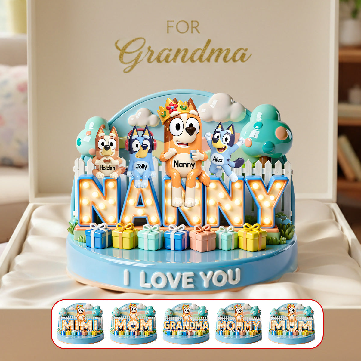 Create Cherished Memories – Personalized Mom & Kids Puppy Family Plaque - Perfect Gift for Mom, Grandma, or Nanny Shaped Plaques PopCulturePrints