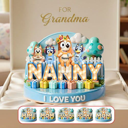 Create Cherished Memories – Personalized Mom & Kids Puppy Family Plaque - Perfect Gift for Mom, Grandma, or Nanny Shaped Plaques PopCulturePrints