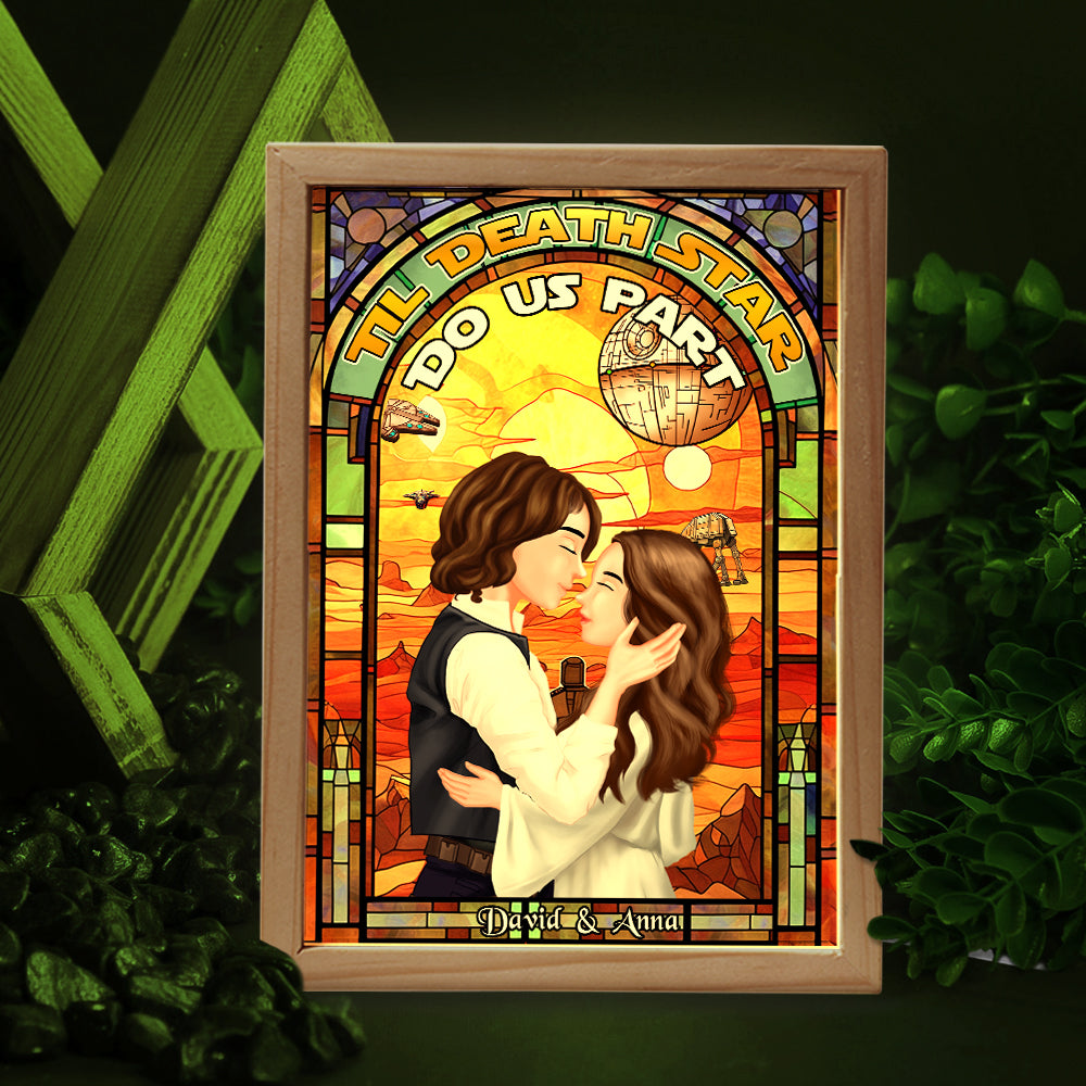 Personalized Kissing Couple Light Frame - Til Death Star Light Picture Frame PopCulturePrints