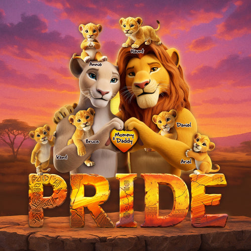 “Celebrating Family Love” - Personalized Lion Family Acrylic Plaque - Unique Gifts for Parents, Kids & Family Members Shaped Plaques PopCulturePrints