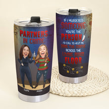 Load image into Gallery viewer, Custom Horror Friends Tumbler for Besties - Partners in Crime Tumbler Cup PopCulturePrints
