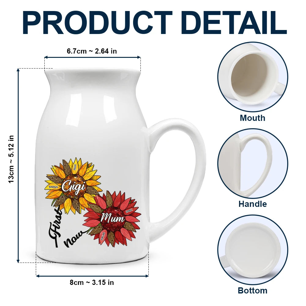 "Celebrate Love with Sunflowers" - Personalized Ceramic Flower Vase - Perfect Gift for Mom, Grandma, and Aunties Flower Vase PopCulturePrints