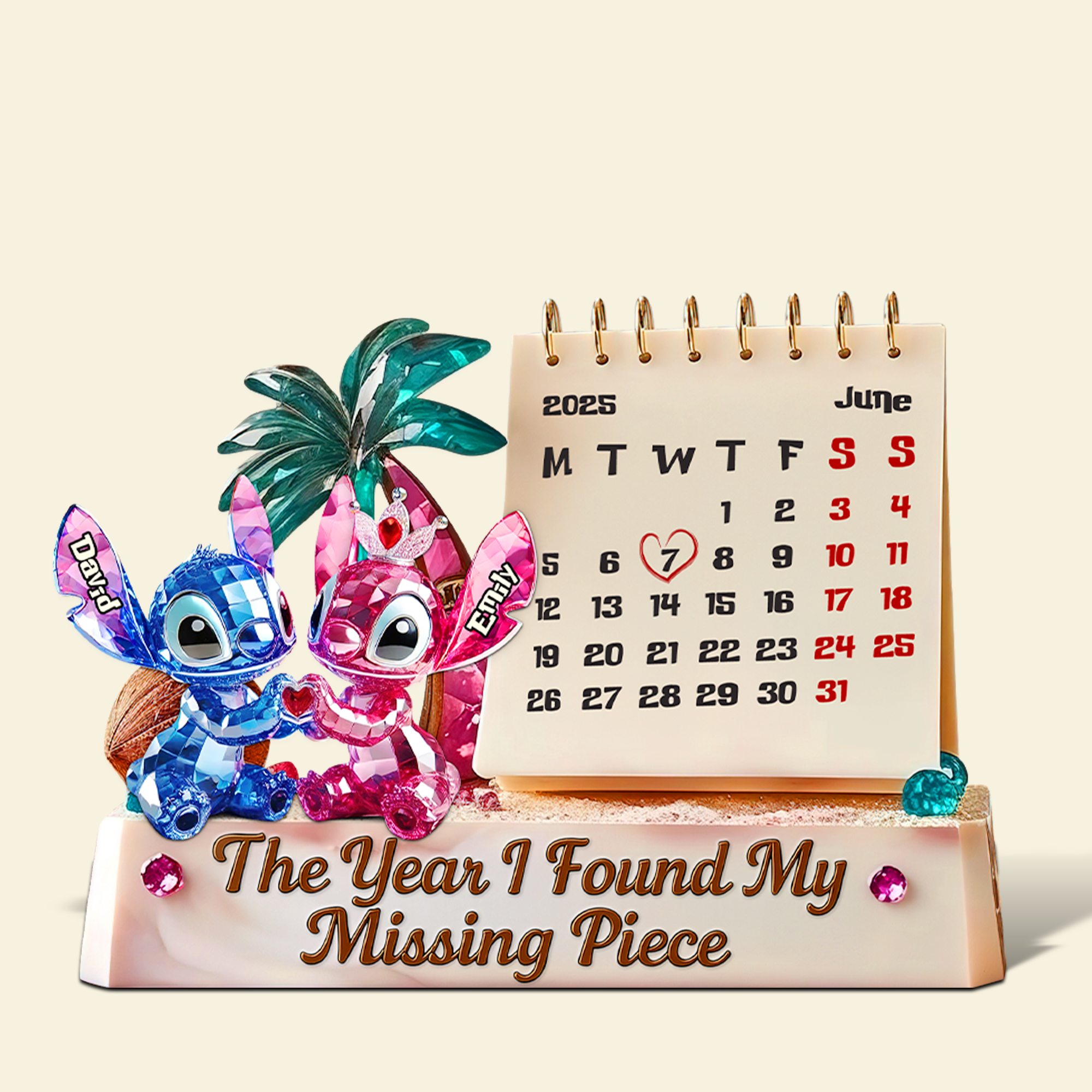 The Year I Found My Missing Piece - Cute Monster Couple Plaque - Personalized Gift for Couples Shaped Plaques PopCulturePrints