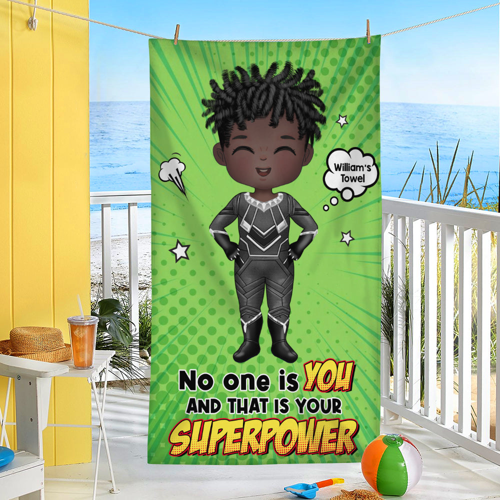 Personalized Superhero Kid Beach Towel - Your Unique Power Beach Towel PopCulturePrints