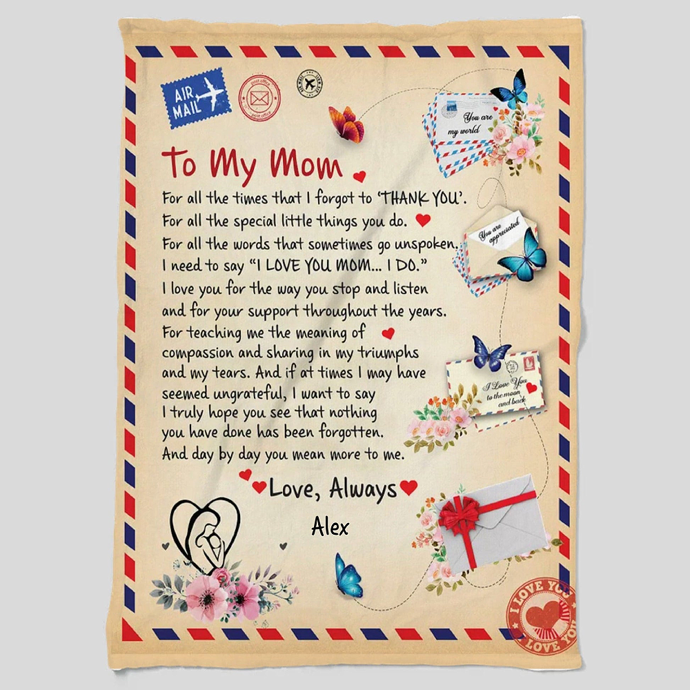Heartfelt Letter to Mom Personalized Christmas Blanket Blanket PopCulturePrints